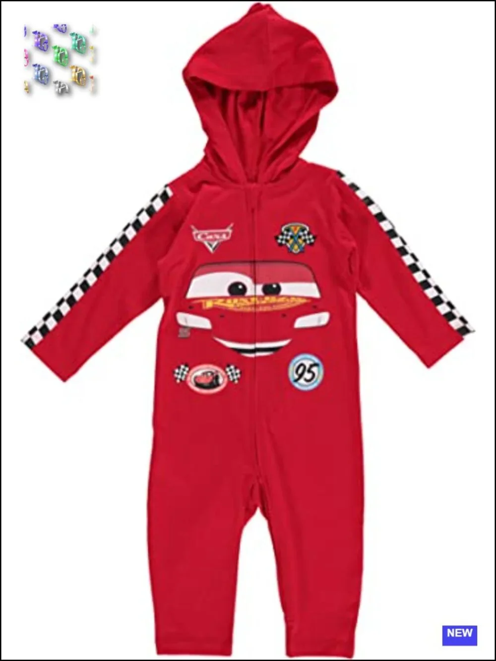 Toddler Boys Cars Cosplay Costume One-Piece Coverall Hooded Zip Up Jumpsuit